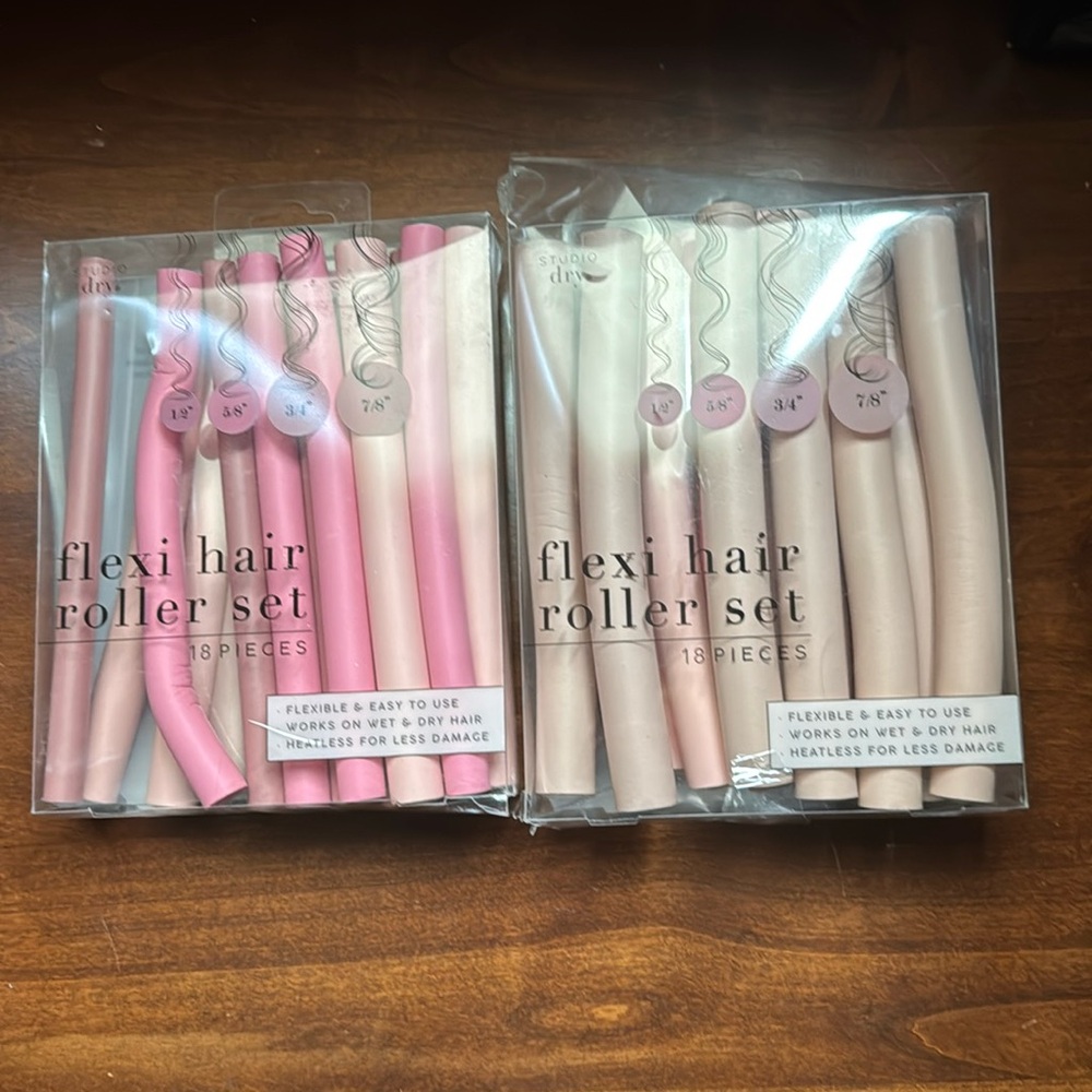 Flexi Hair Roller Set - Pink and Cream